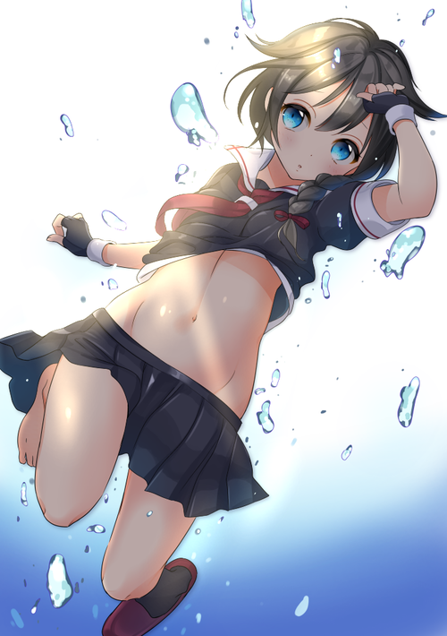 艦隊これくしょん(艦これ) お腹がエロい時雨(しぐれ) かわいい 水中 画像 壁紙