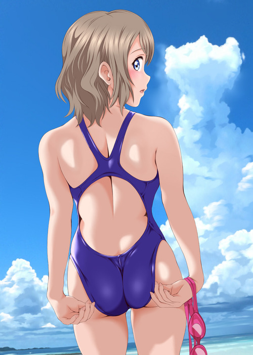 lovelive_sunshineラブライブサンシャイン aqours・アクア 渡辺曜・わたなべよう 競泳水着・背中・後姿 800 1124 画像 壁紙