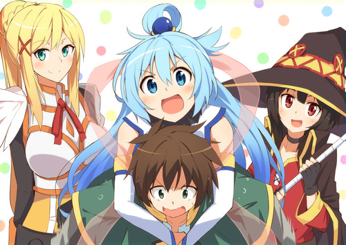 この素晴らしい世界に祝福を このすば カズマ(パンツスティール) アクア(駄女神) めぐみん(爆裂) ダクネス(ドM) 眼帯 画像 壁紙