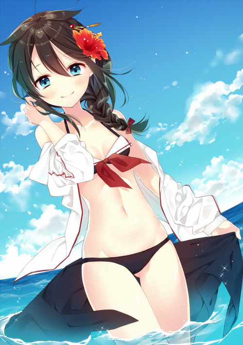 艦隊これくしょん 艦これ 時雨 水着・セーラー かわいい ボクっ娘 駆逐艦 画像 壁紙