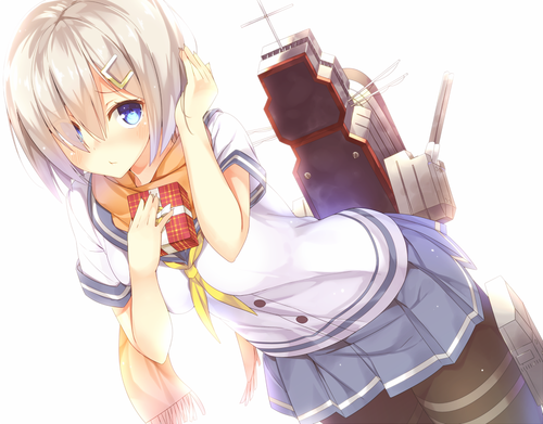 艦隊これくしょん-艦これ- 浜風(はまかぜ) 制服 照れ顔 巨乳 画像 壁紙