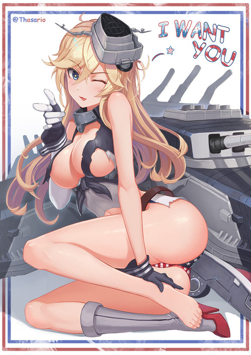 艦隊これくしょん 艦これ 巨乳とお尻がエロいアイオワ 画像 壁紙
