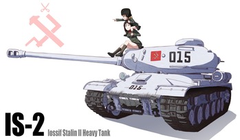 ガールズ＆パンツァー カチューシャ ノンナ プラウダ高校 肩車 IS-2 戦車 画像 壁紙