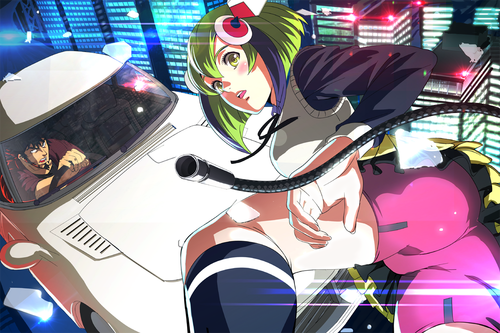 DimensionW ディメンションw 2000GTを運転しているマブチ・キョーマ 百合崎(ゆりざき)ミラ ロボ アンドロイド 画像 壁紙