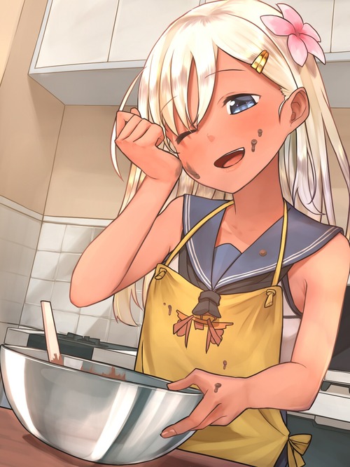 艦隊これくしょん-艦これ- チョコ作りをしている呂500(ろ500) ロリ バレンタイン 画像 壁紙