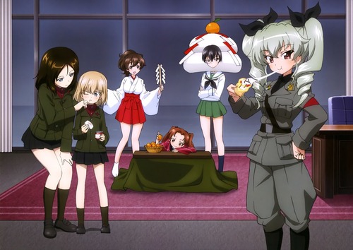 girls_und_panzer ガールズ&パンツァー ガルパン アンツィオ高校・アンチョビ 聖グロリアーナ女学院・ダージリン 黒森峰・西住まほ 大洗女子・西住みほ プラウダ高校・カチューシャ サンダース付属・ケイ 戦車 公式イラスト・ピンナップ 画像 壁紙