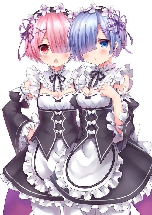 リゼロ Reゼロから始める異世界生活 ラム レム かわいい メイド服 2480 3507 4k 画像 壁紙