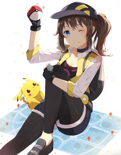 Pokemon_GO ポケモンGO 女トレーナー かわいい ピカチュウ 画像 壁紙