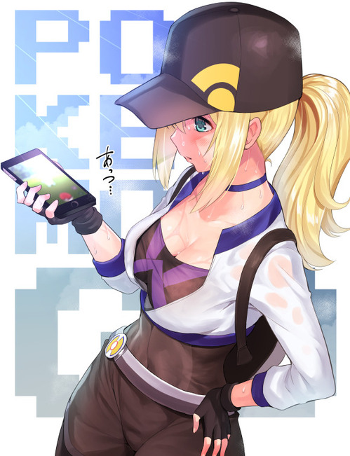 Pokemon_GO ポケモンGO 女性トレーナー かわいい 汗だく 画像 壁紙