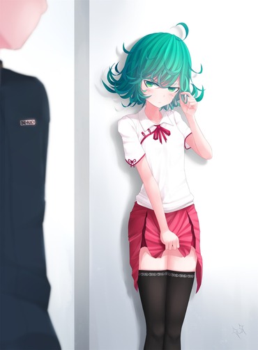 ワンパンマン one_punch_man 戦慄の タツマキ tatsumaki ロリ loli たくしあげ 絶対領域 ニーソックス pc スマホ 縦長 画像 壁紙