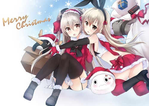 艦隊これくしょん-艦これ- 天津風(あまつかぜ) 島風(しまかぜ) クリスマス サンタ衣装 画像 壁紙