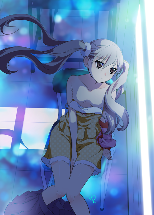物語シリーズ 老倉育(おいくらそだち) ハウマッチ 脱ぎかけ 606 846 画像 壁紙
