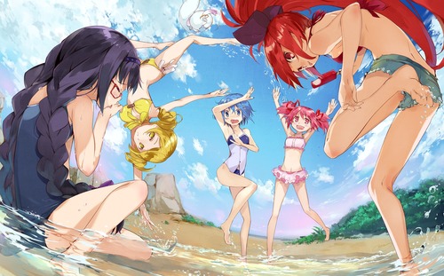 魔法少女まどかマギカ まどマギ 鹿目まどか 曉美ほむら 美樹さやか 佐倉杏子 巴マミ 水着・海・夏 1920 1193 画像 壁紙