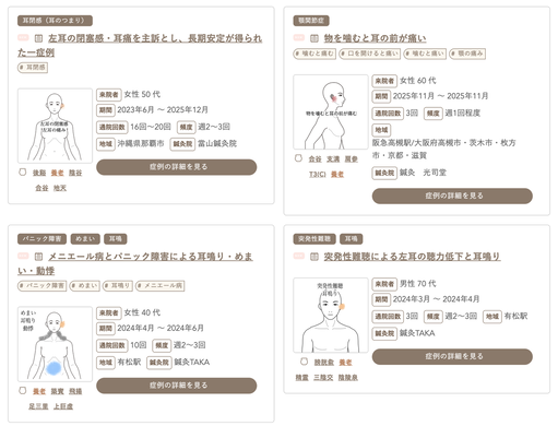 ツボネットの症例一覧