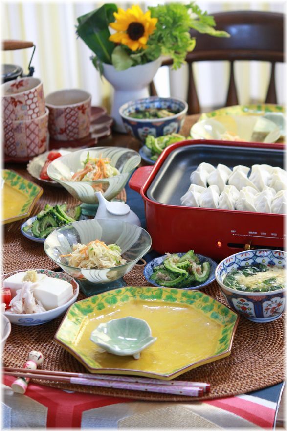 焼き餃子。と 献立。