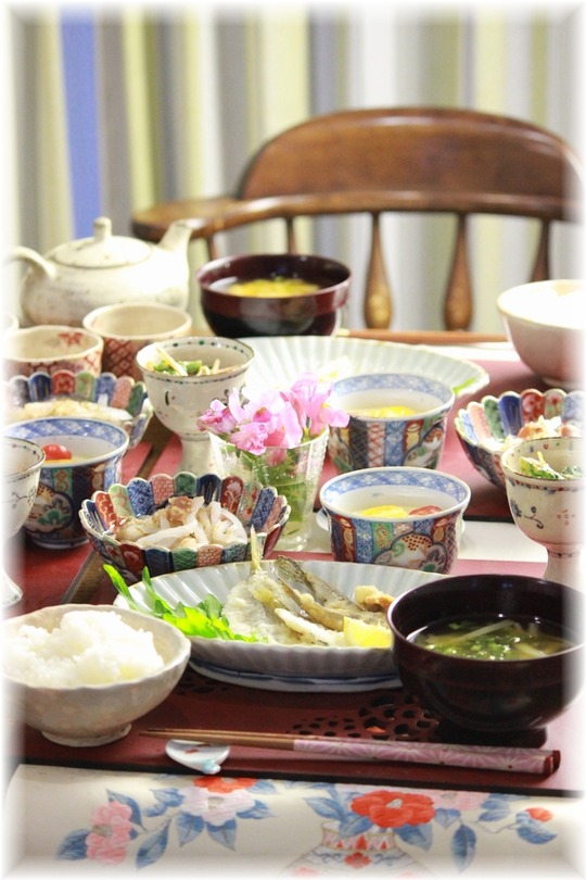 キスと　めごちの天ぷら。　と　献立。