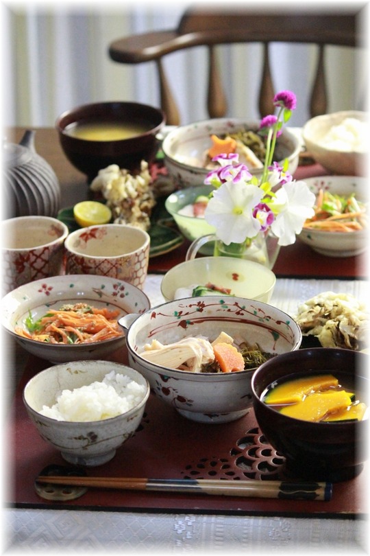 ２STEP♪トリプルお出汁の　レンチン煮物。と　献立。