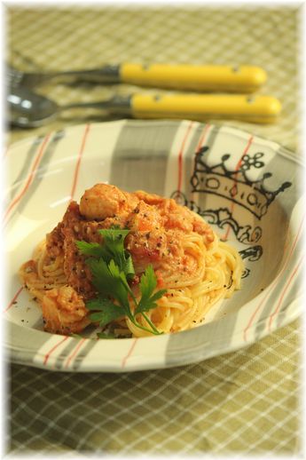 アメリケーヌソースパスタ。と 献立。