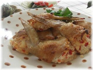 手羽先お豆腐餃子。 と献立。