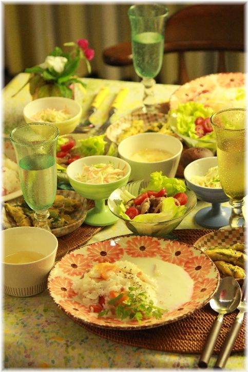 出し殻ピラフ。と献立。