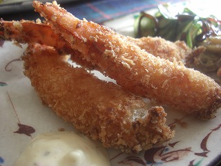 ヅケ？？？海老フライ☆ と献立。