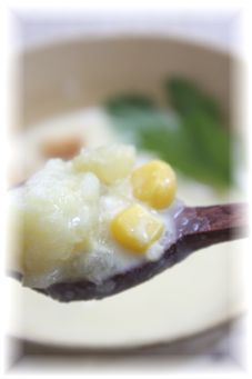 じゃがいもコーンポタージュ。 と朝御飯。