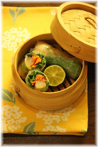 生春巻きの 蒸し春巻き。 と 献立。