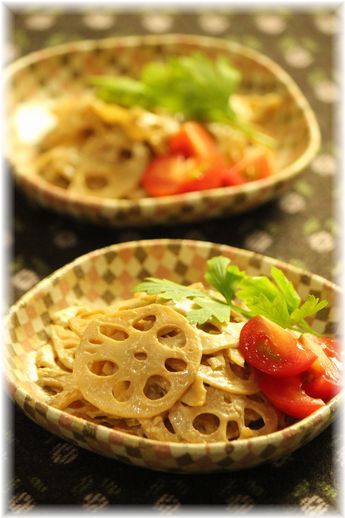 蓮根の醤油チーズ炒め。 と 献立。