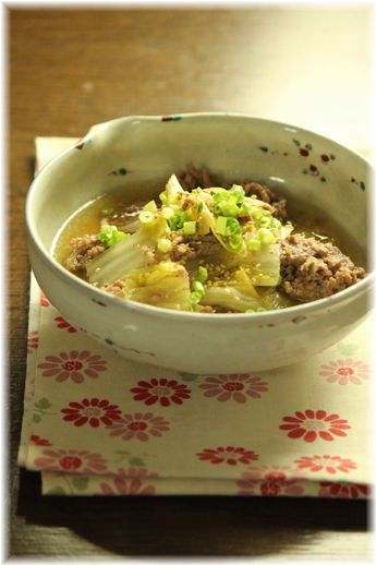 白菜の柚子こしょう麻婆。 と 献立。