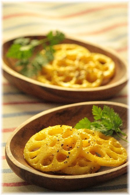 蓮根の はちみつカレーマリネ。 と 献立。