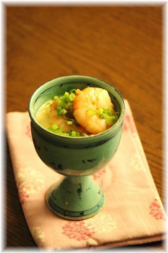 にんにく海老の味噌茶碗蒸し。 と 献立。