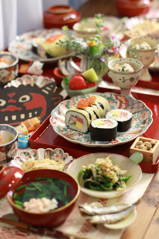 【献立】寅まき恵方巻。の　節分の献立。　と　抱っこの距離