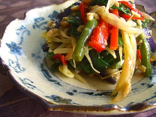 夏野菜味噌ナムル、研究中。 と献立。