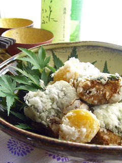 秋刀魚のソース竜田揚げ。