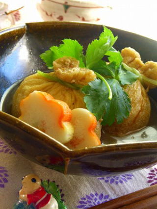 ５分で☆モチモチ巾着 と ひじき巾着。