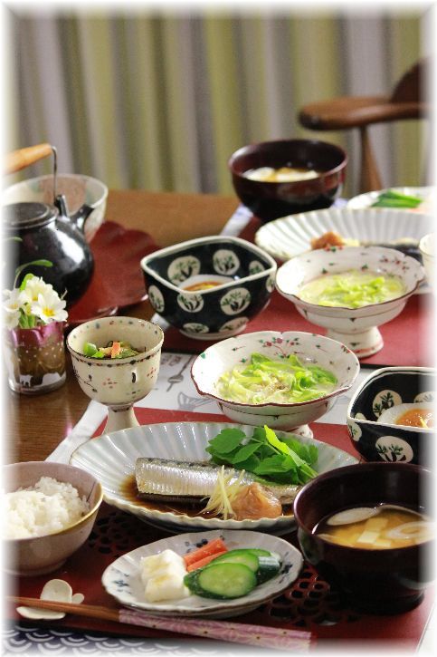 鰯の梅煮。 と 献立。