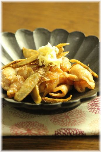 味噌牛蒡生姜焼き。 と 献立。
