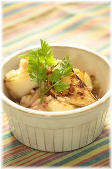 焼き蕪のハムピクルス。 と献立。