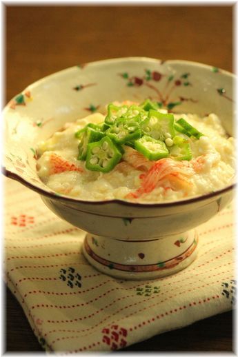 お豆腐中華とろろ。 と 献立。