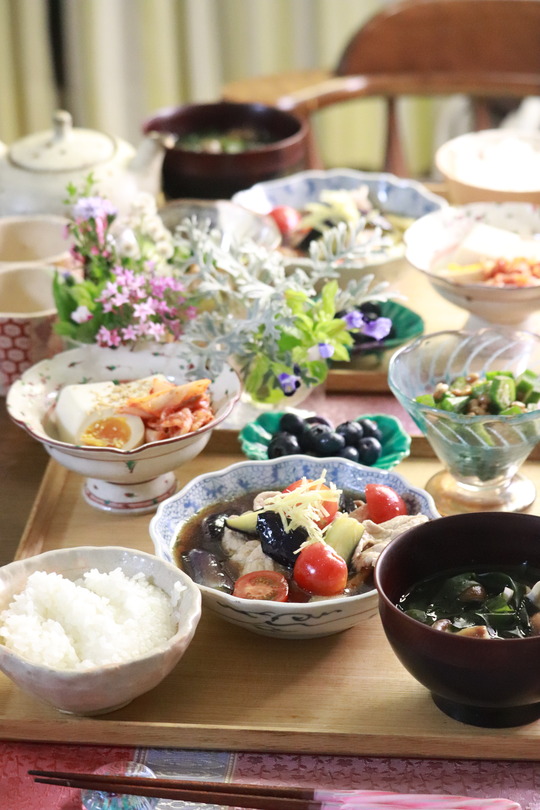  【レシピ】茄子と豚肉の揚げ浸し。と　献立。と　お家を守る。