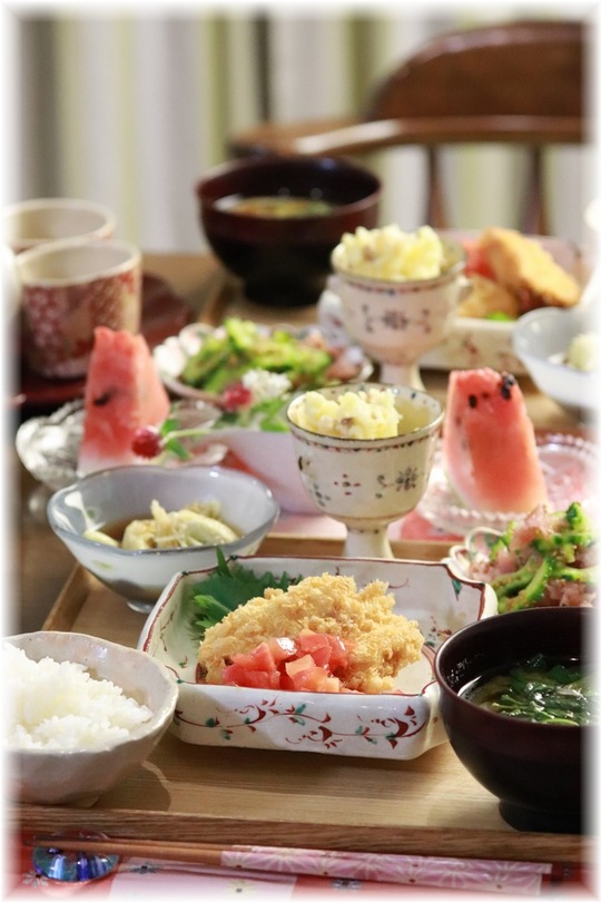 【レシピ】さくさく！！トマトポン酢チキンカツ。と　献立。　と　雨がっぱ。