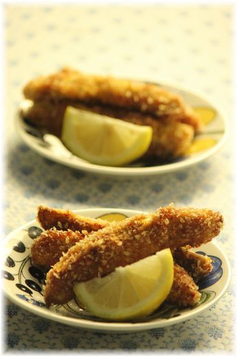 茄子の生姜ソースフライ。 と献立。