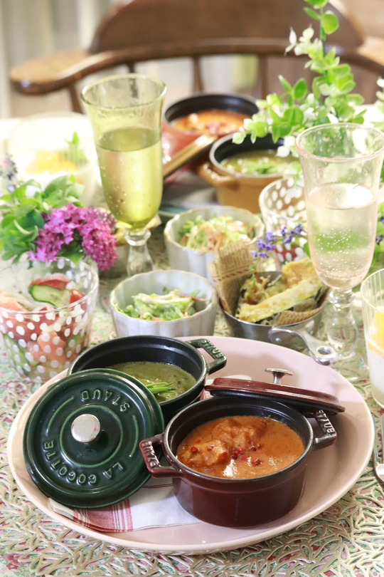  【献立】2種類カレーでカレー屋さんごっこ。と　献立。ベランダと梅