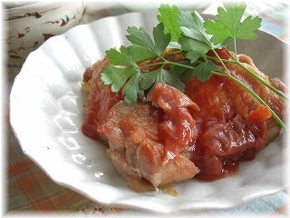 チキンの梅ケチャソテー。 と献立。