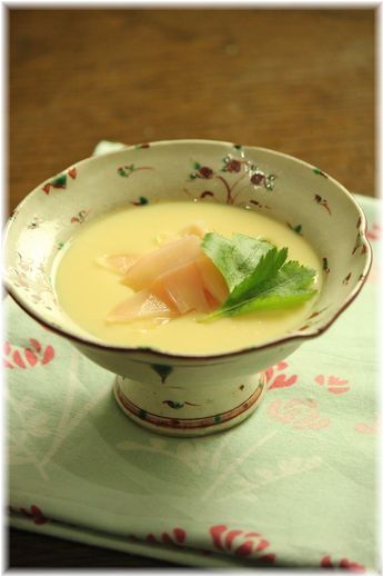 生姜の甘酢漬けのっけ の 茶碗蒸し。 と献立。