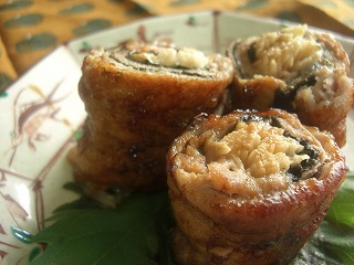 豚と長いものクルクル照り焼き。 と献立。