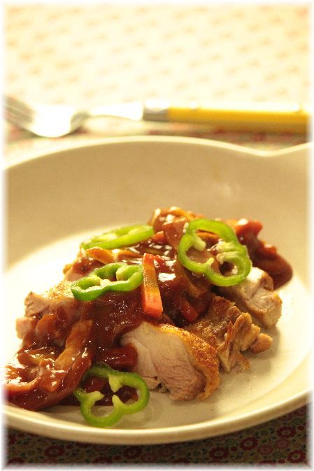 ナポリタンチキン。 と 献立。