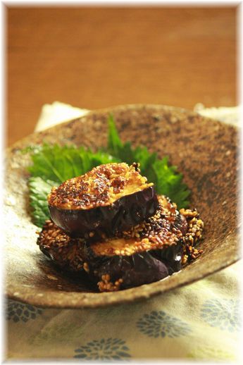 茄子のゴマ味噌焼き。 と献立。
