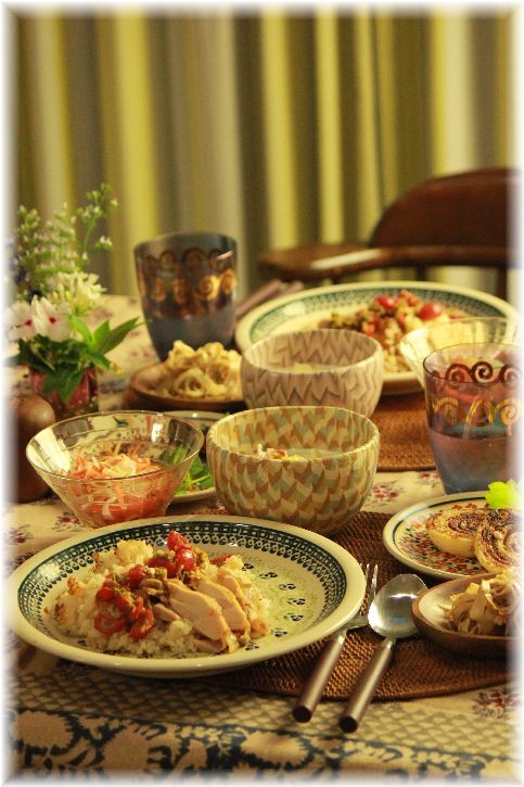 鶏スープご飯 献立。 と 鶏がらスープ（もも肉編）。