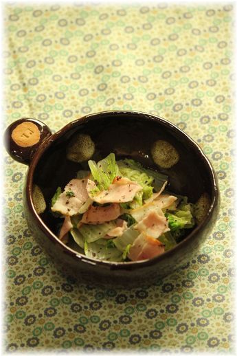 ゆかりベーコンの蒸し白菜。 と 献立。